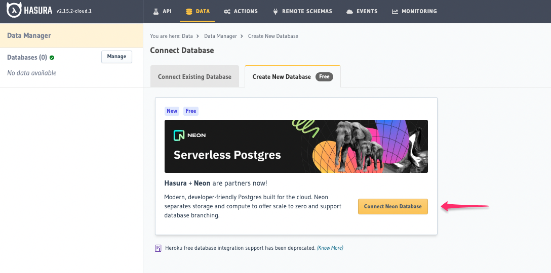 database setup with existing
database