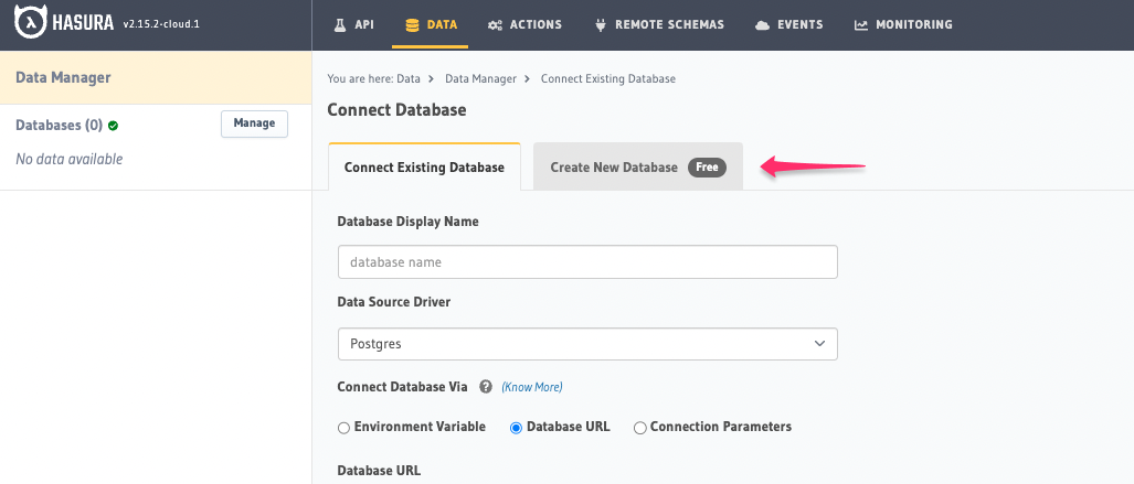 database setup with existing
database